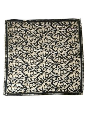 Vintage Specialty House Black Gold Lurex Baroque Scroll Pattern Scarf Japan 43"